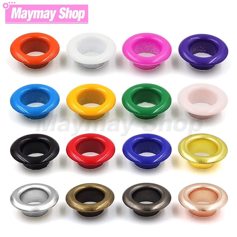 100 zestawów 4mm wielokolorowych oczek Grommet Metalowy pierścień z podkładką do scrapbookingu Buty Pasek Czapka Torba Tagi Odzież DIY Leathercraft