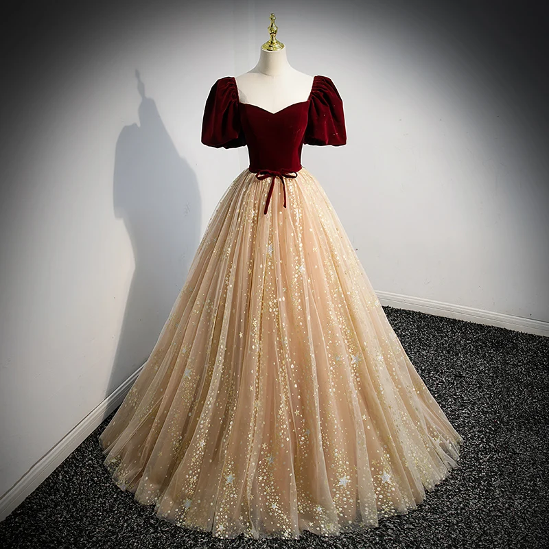 

Princ Sle Long Evening Gown for Women Adult Ceremony Performance Dr Korean Sle ort Sve Floor Length