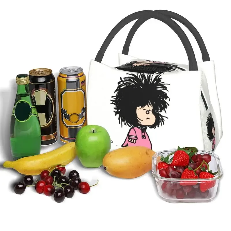 Humor Manga Mafalda Insulated Lunch Bag for School Office Quino Argentina Cartoon Resuable Thermal Cooler Lunch Box Women