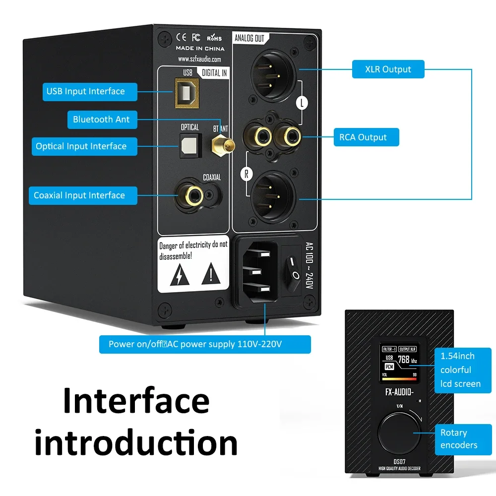 Imagem -05 - Fx-audio-decodificador de Áudio com Controle Remoto Ldac hd Hifi Es9068as Mqa Dac Xlr Balanceado Ds07 Qcc5125 Bluetooth 51