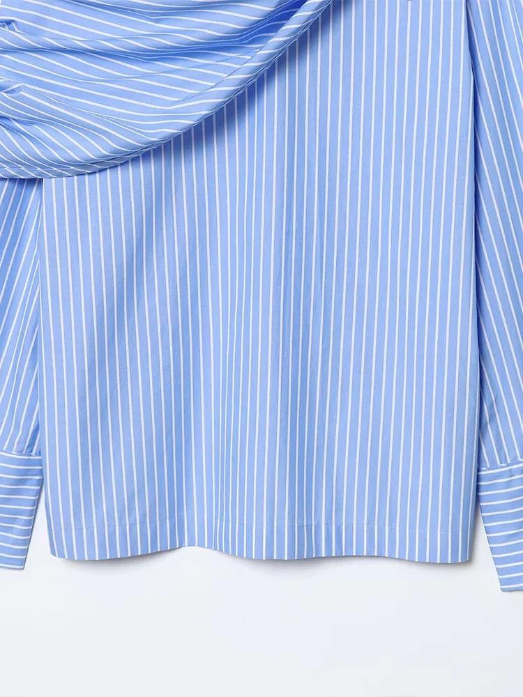 Estilo europeu e americano outono nova tendência da moda feminina casual wear design sentido listrado camisa cachecol multiuso