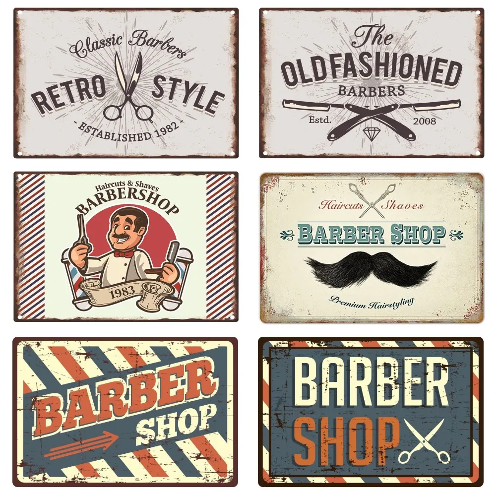 Vintage Barbershop Metal Sign, Tony Wall Art Decor, Retro Haircuts, Shaves Sticker, Tailor Shop, Gentleman Room Decor, WY139