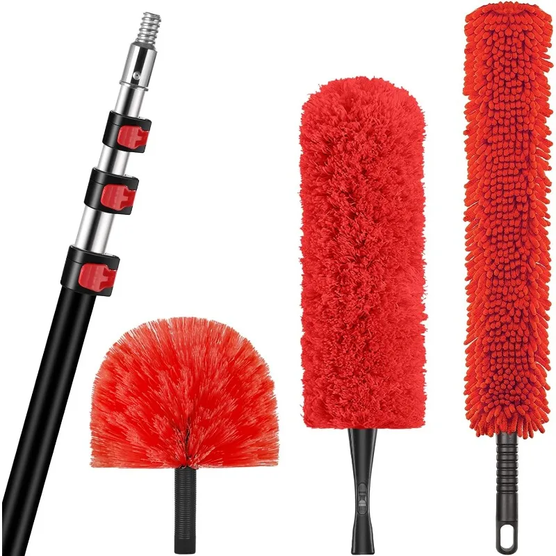 

30 Foot High Reach Dusting Kit with 6-24 Foot Extension Pole // High Ceiling Duster with Telescopic Pole // Cobweb Duster