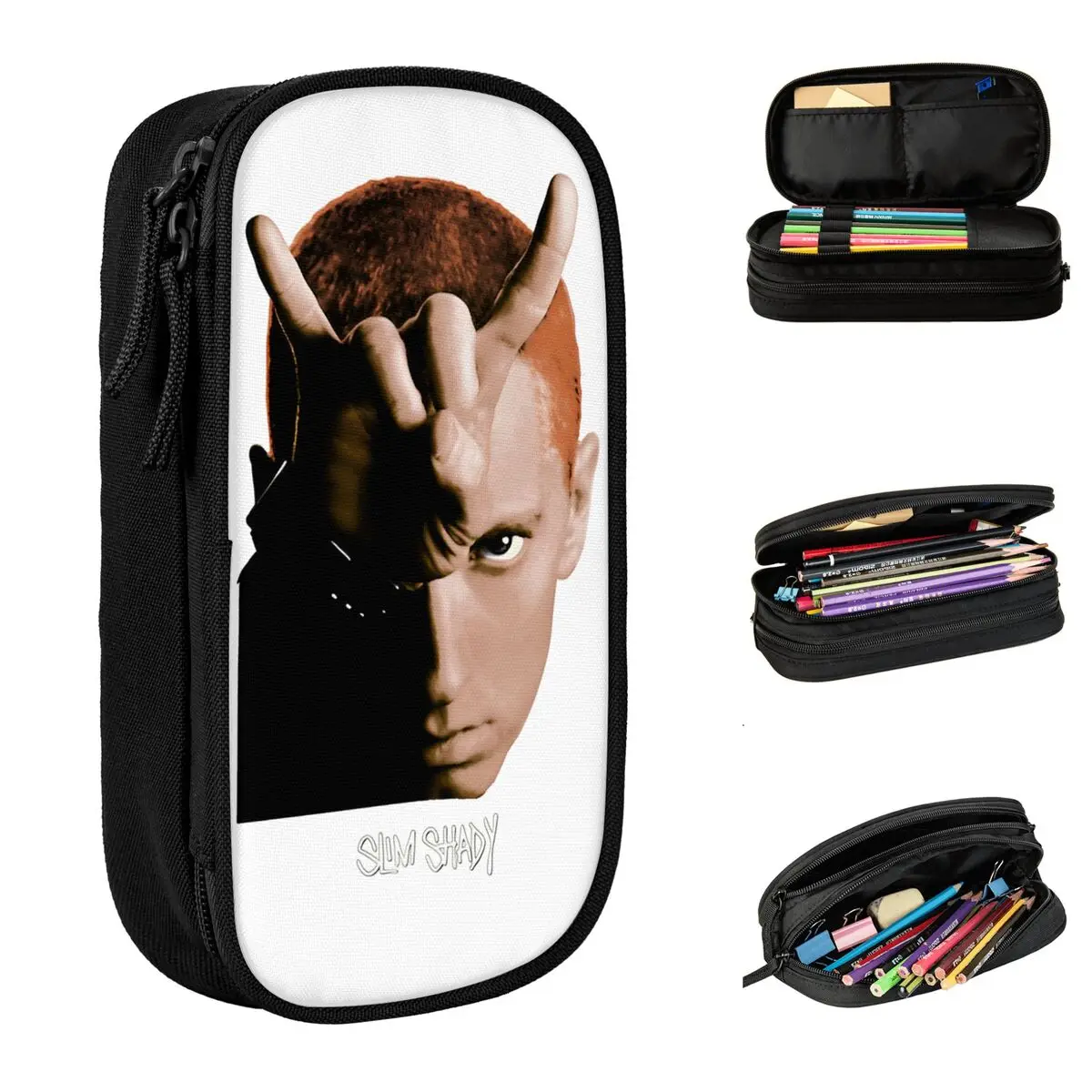 Eminem Old School Rapper Hip Hop Accessories Pen Box Large Capacity Office Accessories Pencil Bag Birthday Gift