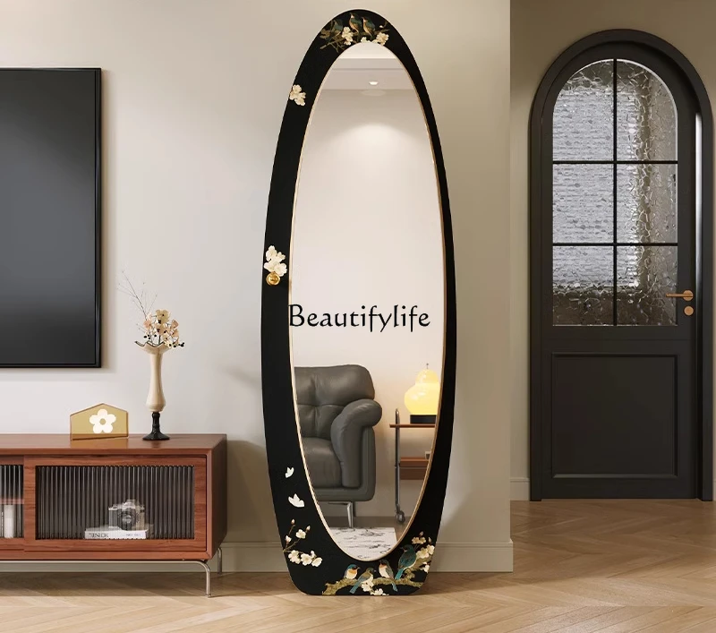 

Medieval style household floor-to-ceiling special-shaped mirror wall-mounted bedroom fitting mirror