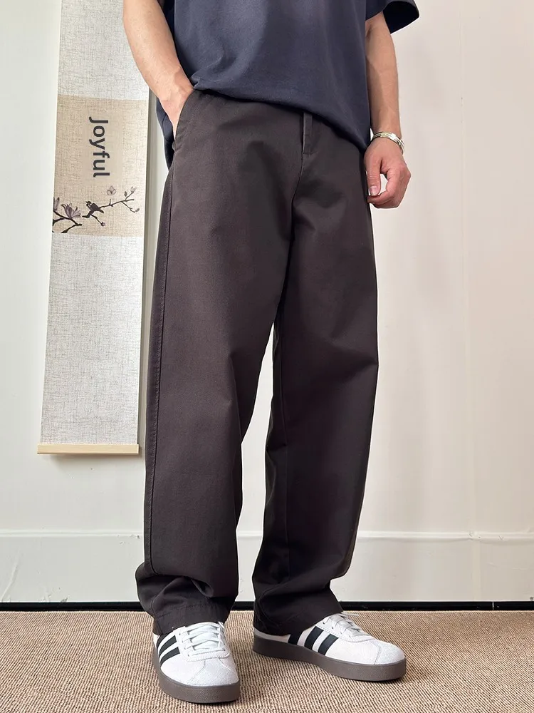 

Retro Simple Pure Cotton Men's Casual Pants Loose Comfortable Straight Leg Workwear Trousers Youthful Summer Leisure Pants