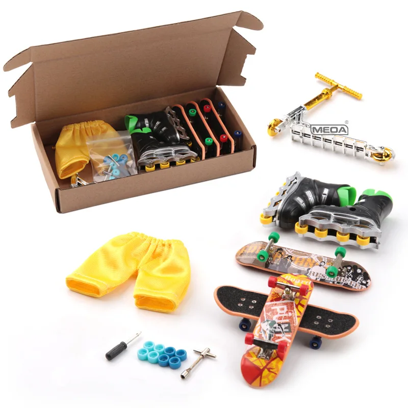 3 pçs superfície fosca liga dedo skate caixa packag kits para iniciantes mini scooter calças esportivas patins brinquedos para casa interior