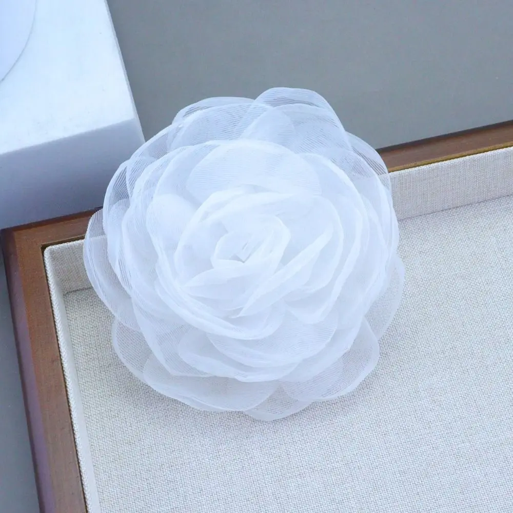 

Handmade Camellia Flower Brooch Multi-layer Yarn DIY Multi-Layer Floral Brooch 10CM Big Flower Clothing Dress Accessories