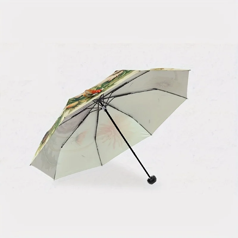 Big lazy cat three fold folding umbrella travel lazy lovely portable silver glue anti UV sunscreen umbrella for men and women