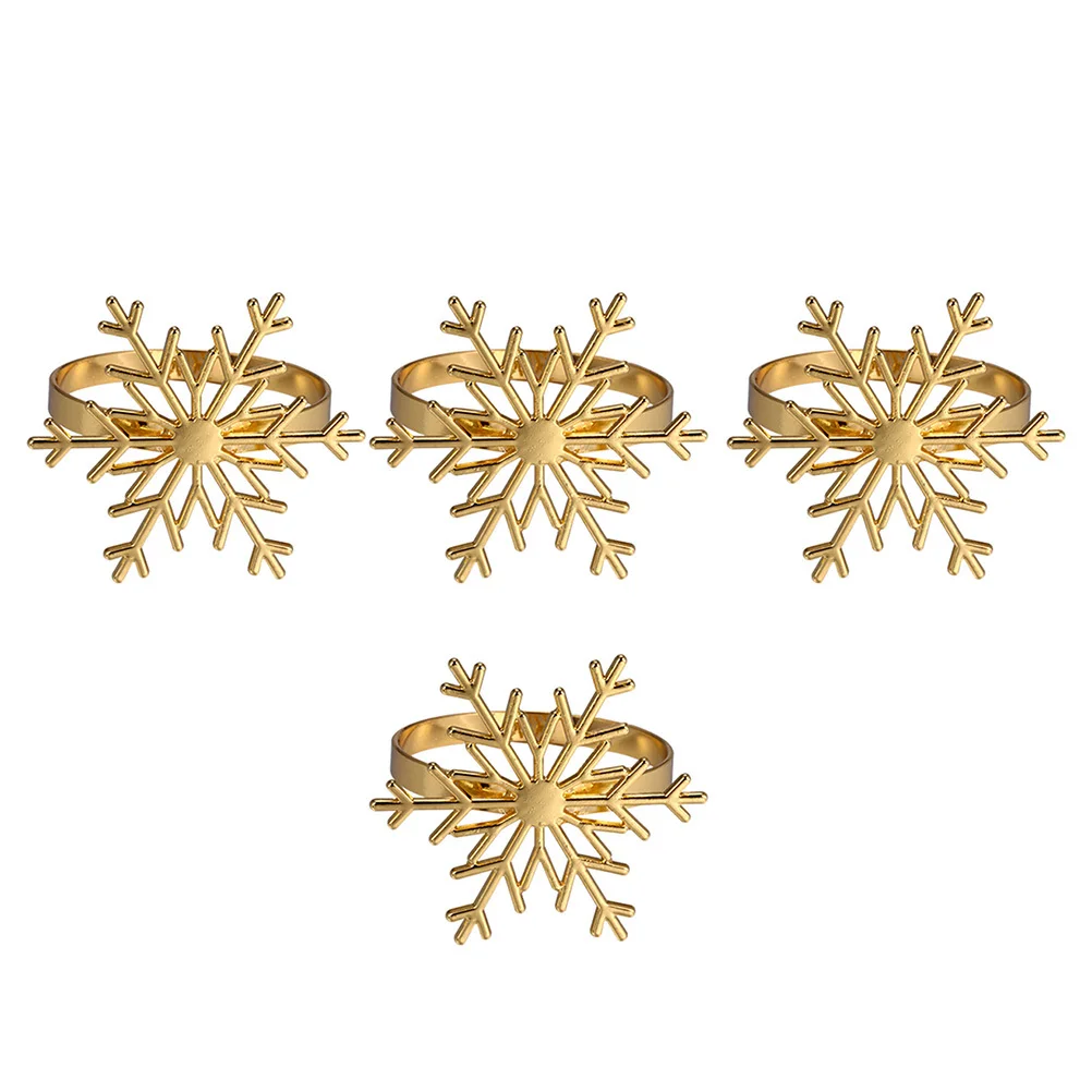 

4Pcs Xmas Napkin Holder Festive Christmas Table Accessories Elegant Restaurant Hotel Party Decor Golden Finish