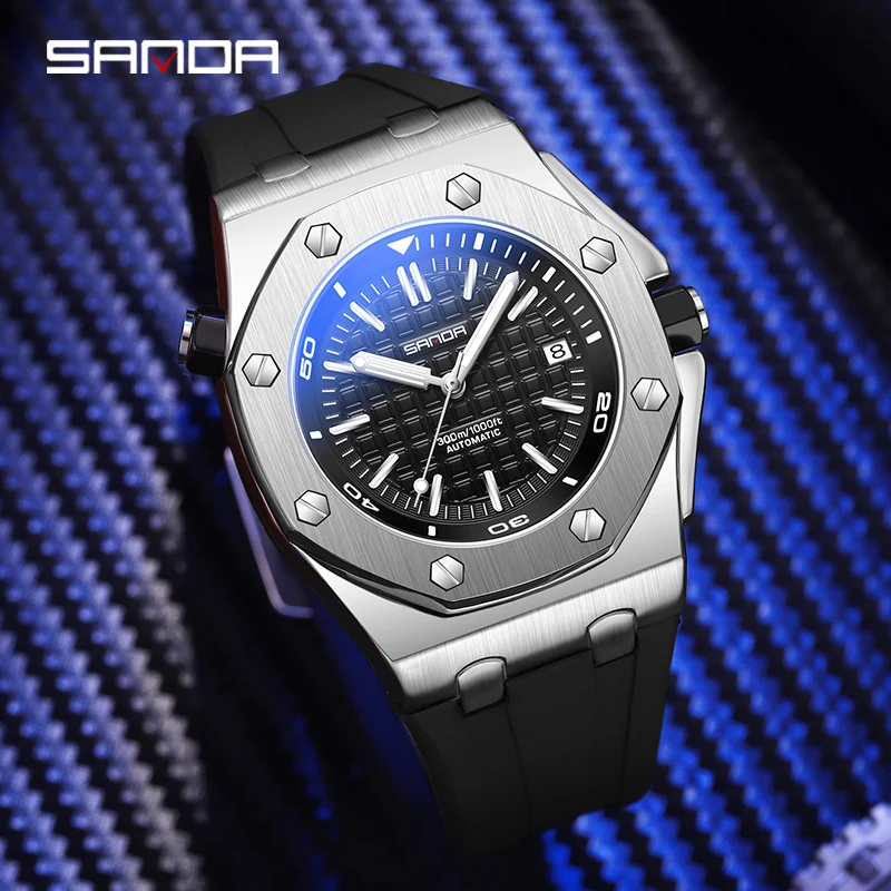 SANDA Sports Quartz Watch for Men Military Chronograph Waterproof Mens Watches Top Brand Luxury Silicone Strap Clock Wristwatch