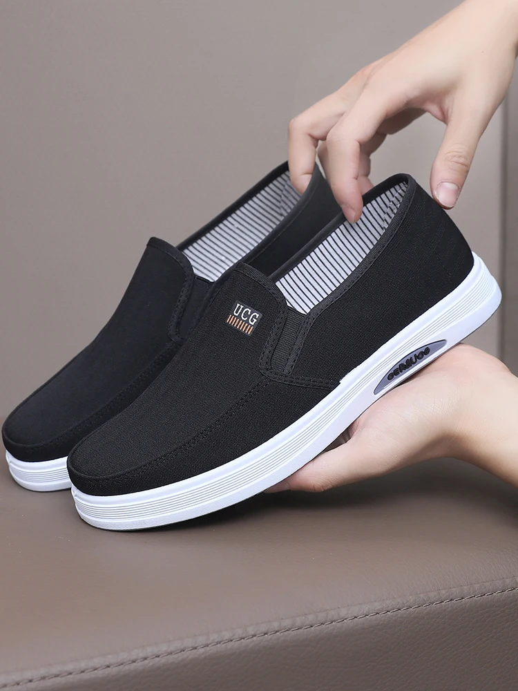 Men‘s Canvas Shoes Low Top Joker Men‘s Casual Breathable Men’s Shoes One Pedal Lazy Work Shoes