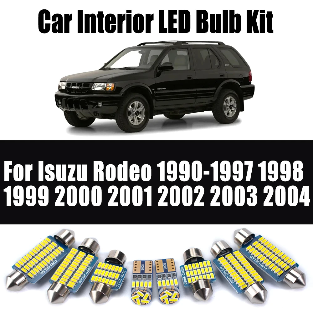 

Для Isuzu Rodeo 1990-1997 1998 1999 2000 2001 2002 2003 2004, автомобильные лампы для чтения, аксессуары, светодиодный комплект внутреннего освещения багажника с куполом и картой