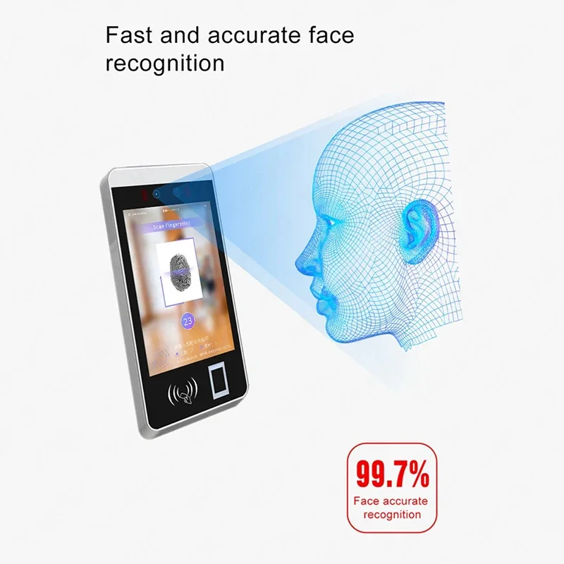 1080P HD อุปกรณ์ 8 นิ้วหน้าจอสัมผัส Biometric Access Control แบบไดนามิก Face Recognition อุปกรณ์ความปลอดภัยประตูสําหรับ Apartment Villa