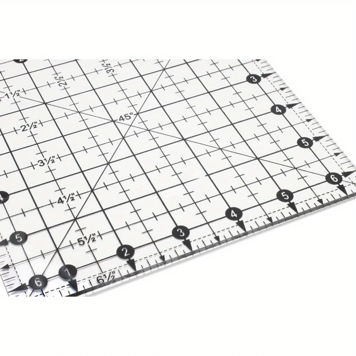 Square quilting ruler, transparent acrylic quilting square template, imperial 6.5 \