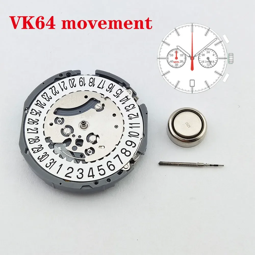 Accessori per orologi Movimento al quarzo cronografo giapponese miyota VK64 con batteria