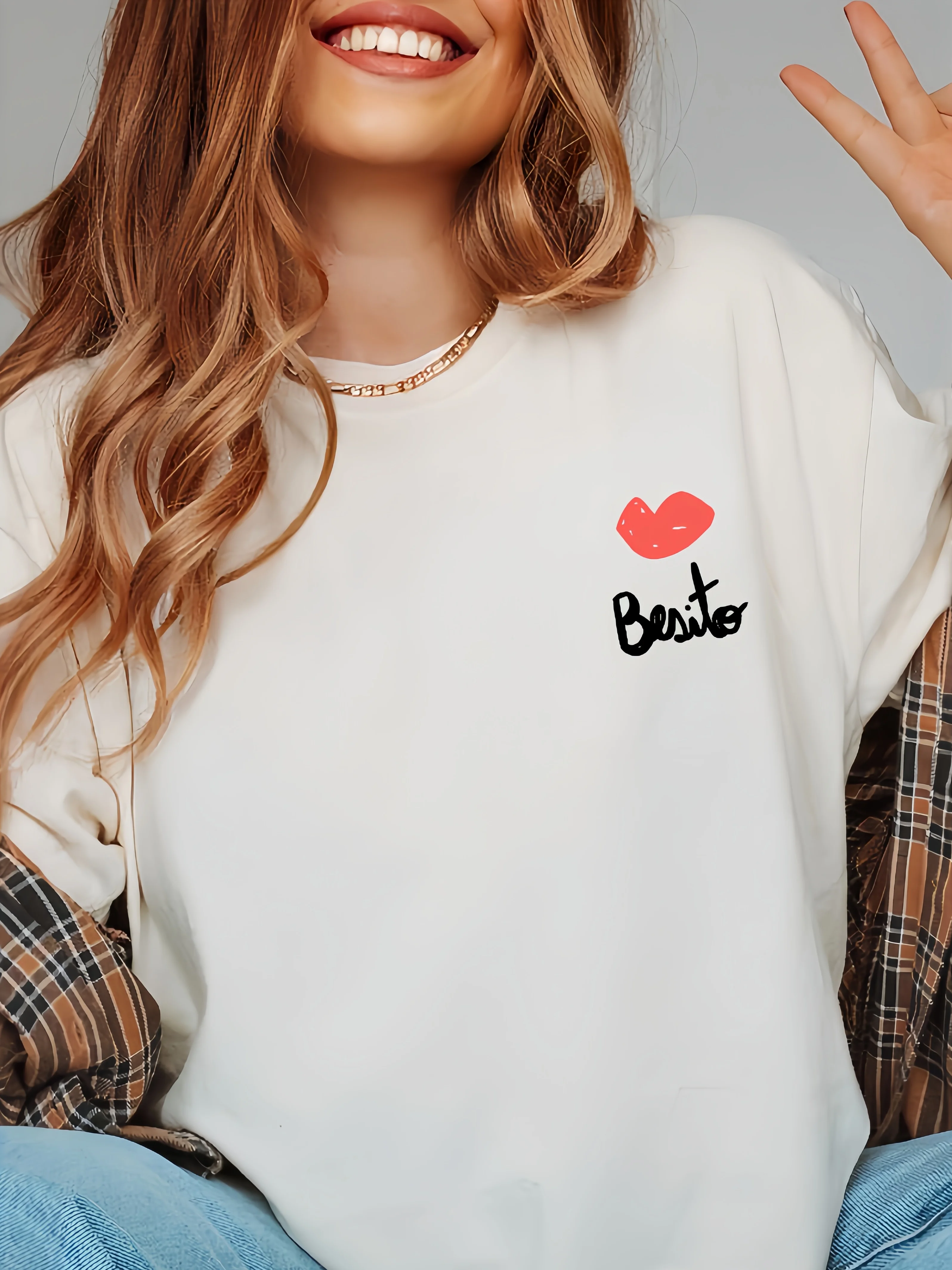 Stylish Minimalism Red Lips Sweatshirt Women Long Sleeve Trend Vintage Streetwear for Going Out Outfits