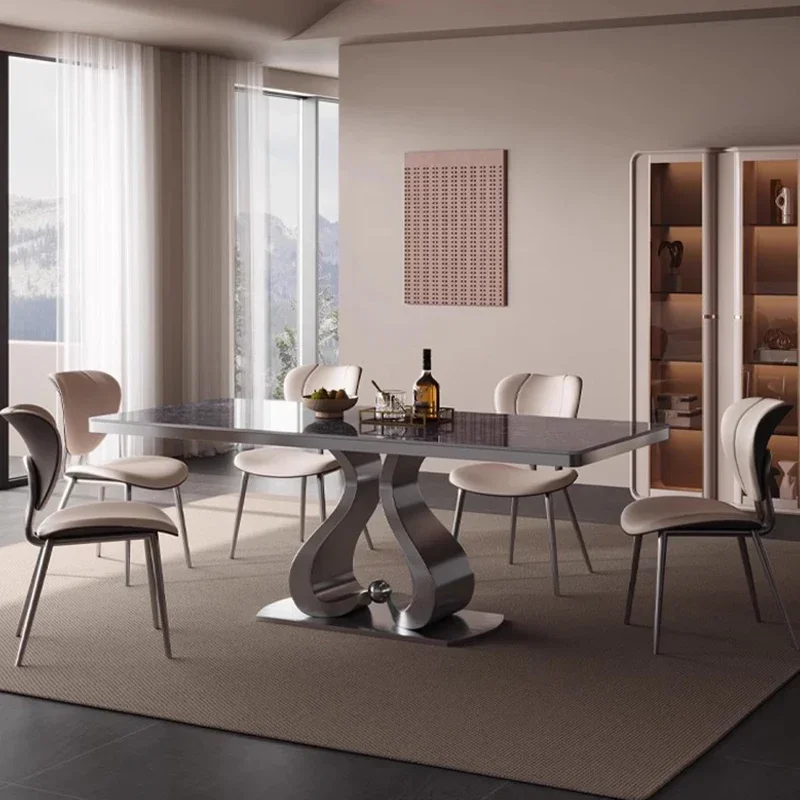 Wood Vinyl Dining Table Modern Extendable Extensio Industrial Dining Table Legs Metal Muebles De CocinaKitchen Furniture