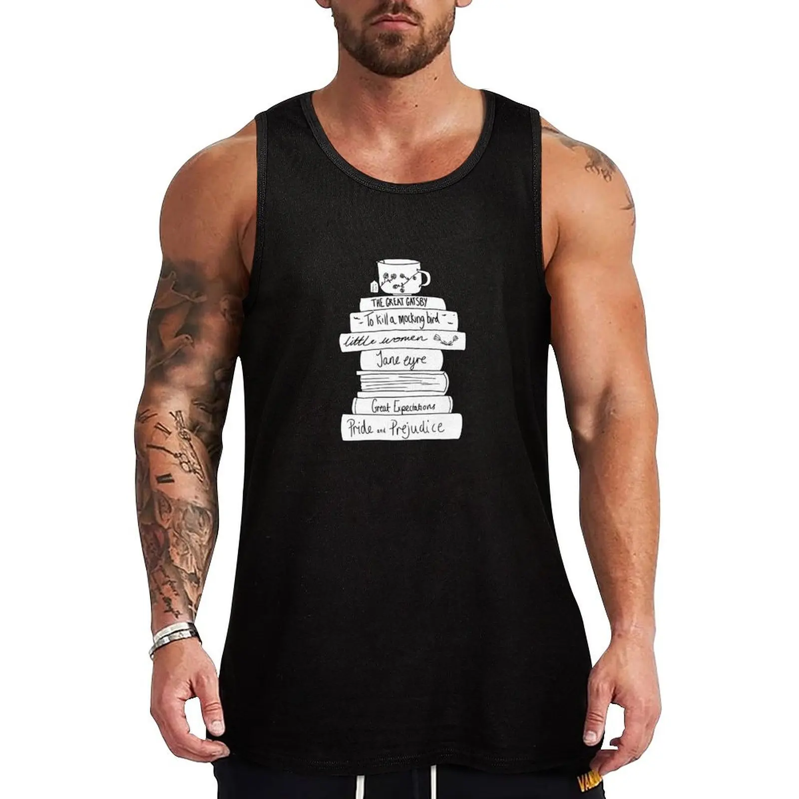 Classic books stack Tank Top anime bodybuilding men gym Men's t-shirts