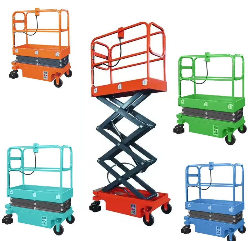 EVERLIFT 300kg Elevated Work Platform 3m 4m 5m Fully Electric Scissor Lift Work Platforms Motor Engine For Construction