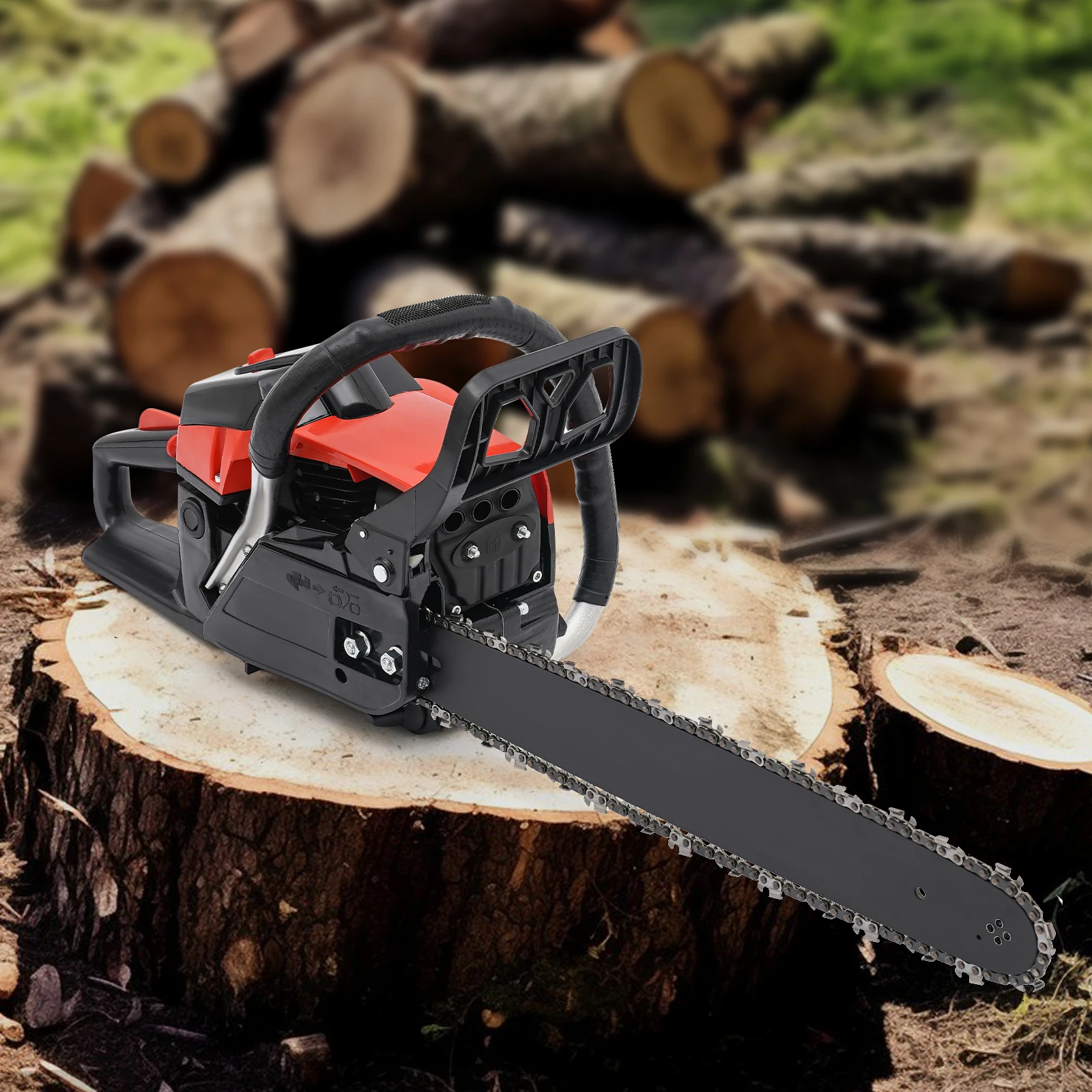 Bymaocar 18 In Gasoline Chain Saw, 58cc 2.2Kw Handheld Portable Saw with 18.93 Ounce Fuel Tank for Wood Cutting and Tree Pruning