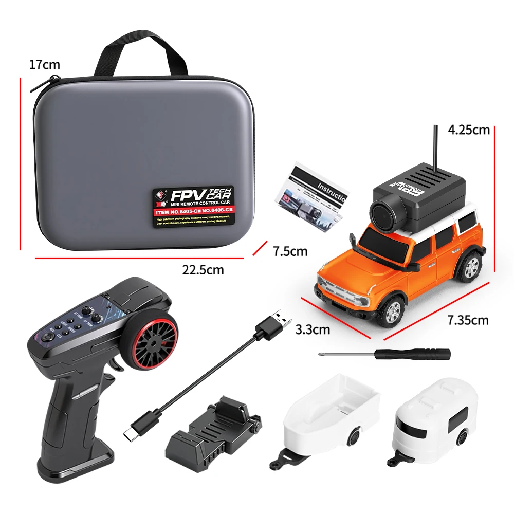 WLtoys RC Cars 1:64 Mini 6405 Cámara HD Coche de carreras 120 °   Control dual gran angular 2.4G 720P