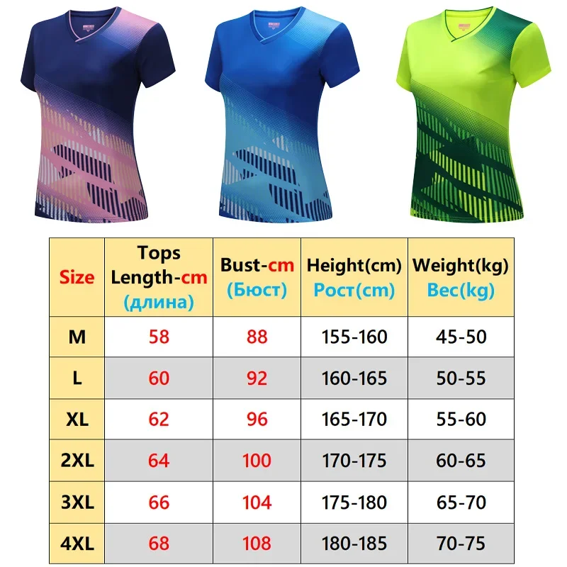 Badminton Table Tennis Shirts Women Gym Workout Comfortable Sports Short Sleeves Quick Dry Ping Pong Elastic V Neck Jerseys