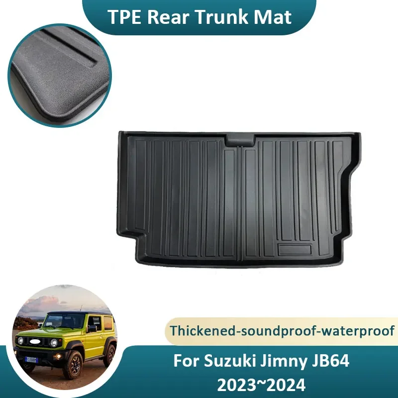 TPE Material Trunk Mat Rear For Suzuki Jimny Sierra JB64W JB74W 2023~2024 Waterproof  Rubber Cargo Liner Protector Anti scratch