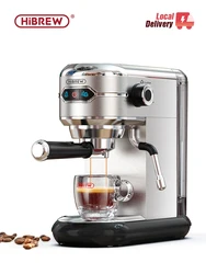 HiBREW Cafetera 20 Bar Inox Semi Automática Super Slim ESE POD & Pó Espresso Cappuccino Máquina de Água Quente H11