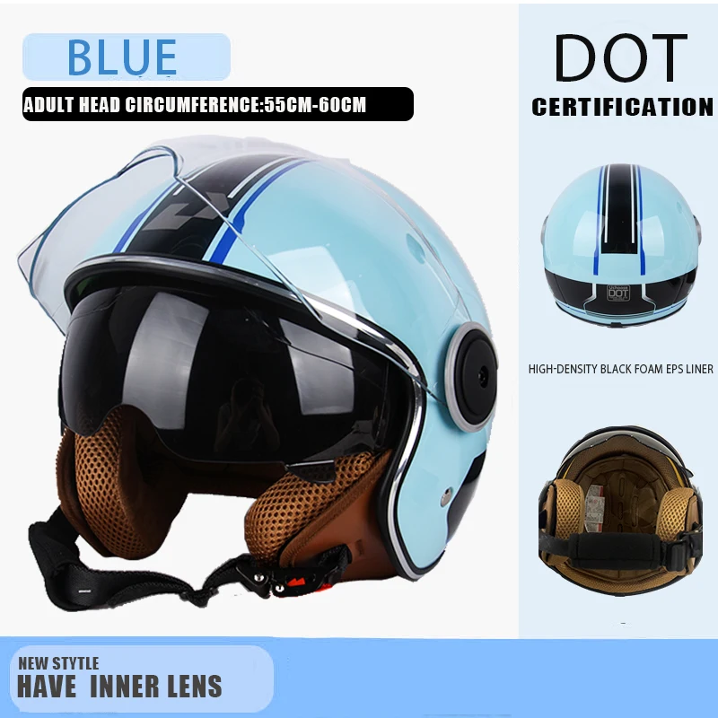 DOT gecertificeerde vintage open helm motorfiets open helm retro 3/4 helm cruise casco casque moto heren dames