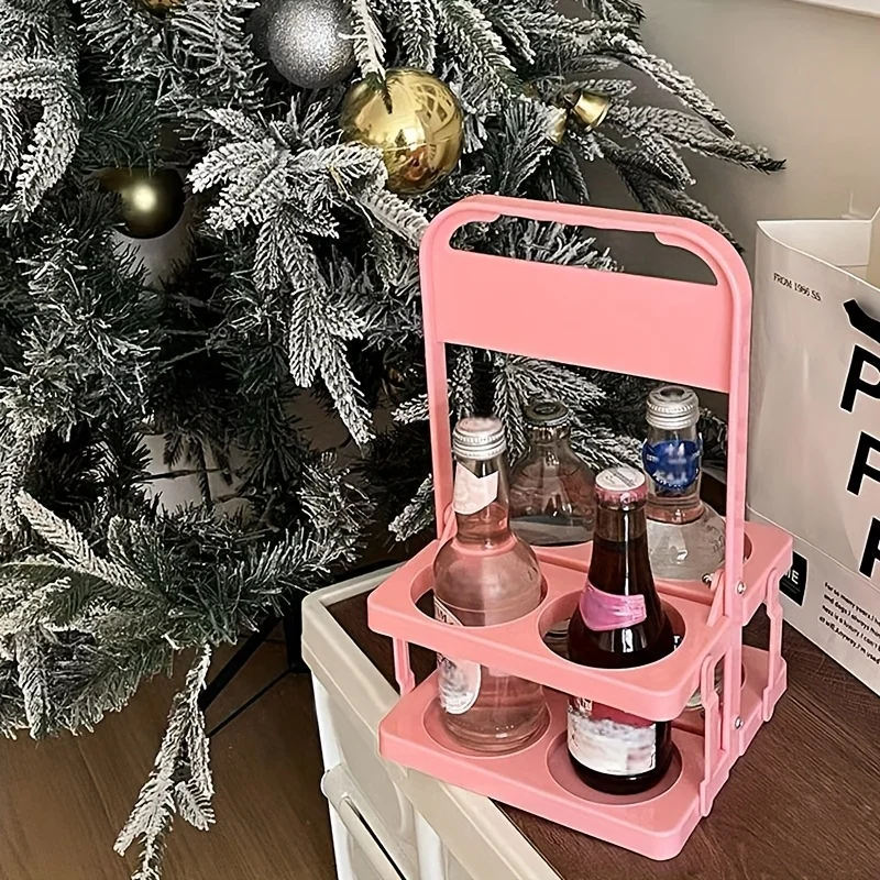 1pc 4-Slot Portable Foldable Beer Basket 