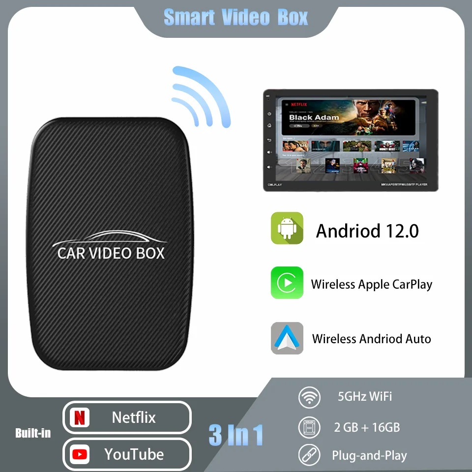 

New Android 12 CarPlay Smart Ai Box Android Wireless CarPlay Android Car Adapter for Netflix for YouTube Smart TV Box for Car