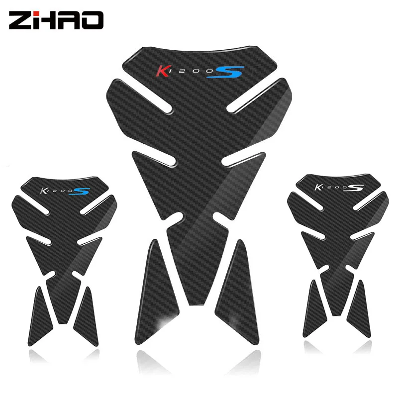 3D Carbon Fiber Motorcycle Fuel Tank Pad Cover Protector Decal Stickers For BMW K1200S K 1200S