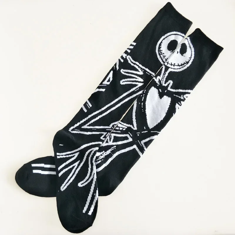 Pesadillas antes de Navidad calcetines de algodón Jack Sally figura de dibujos animados esqueleto humano media hombres mujeres adultos invierno