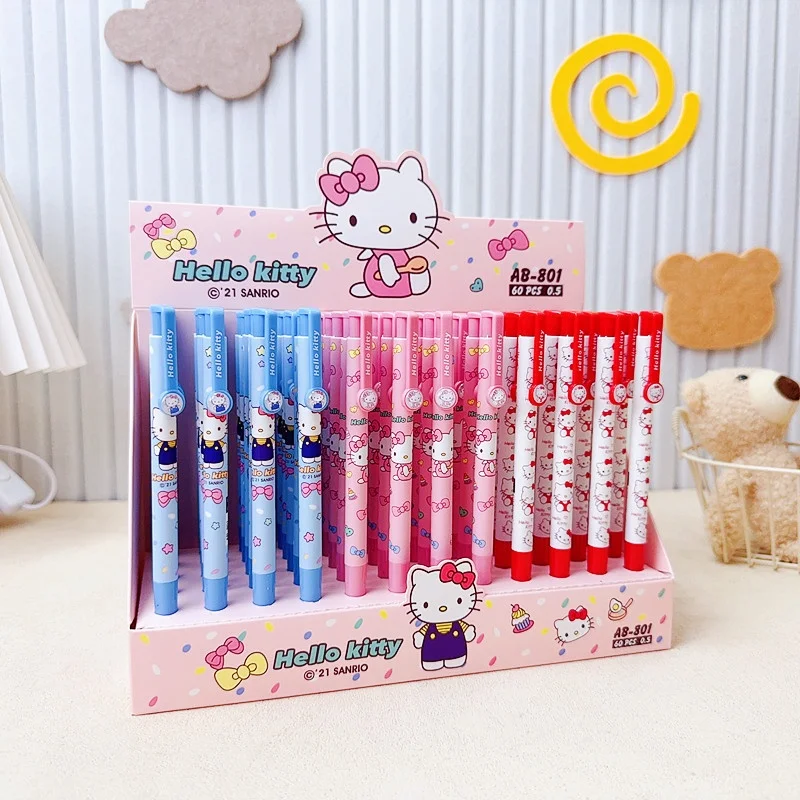 3pcs/lot Creative Sanrio Press Ballpoint Pen Cute Kitty Ball Pens School Office Writing Supplies