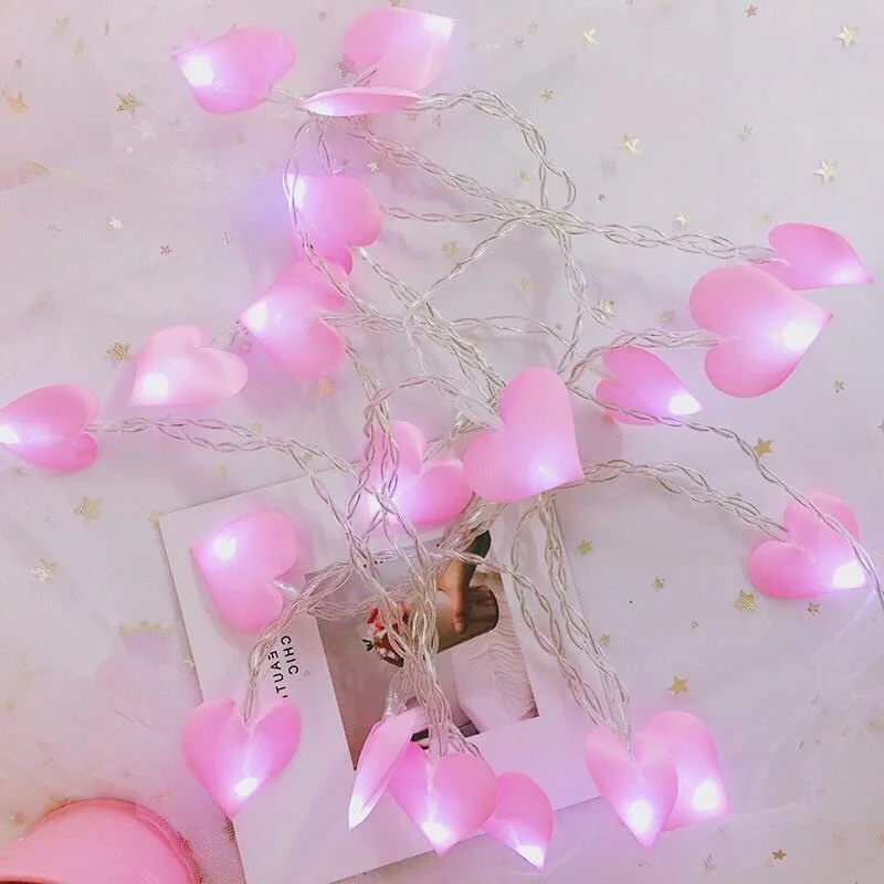 1.5M 3M Heart Shaped Fairy Lights LED Pink Blue Love String Lights Valentines Day Home Lighting Xmas Garland Wedding Decoration