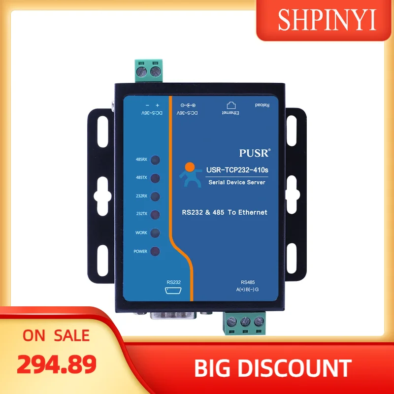 USR-TCP232-410S-RT Puerto serie RS232 RS485 a convertidor Ethernet Modbus Gateway compatible con TCP/UDP/HTTP transparente
