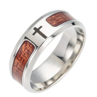 Wooden Finger Men's Masonic Pride Ring Jesus Cross Faith Inlaid Tree Of Life Rings For Man Women Stainless Steel Jewelry Gift