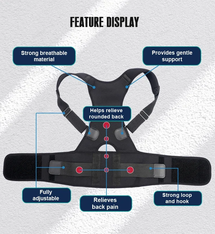 Back Posture Corrector Shoulder Support Belt Upper and Lower Back Pain Relief Improve Spine Clavicle Brace Posture Vest