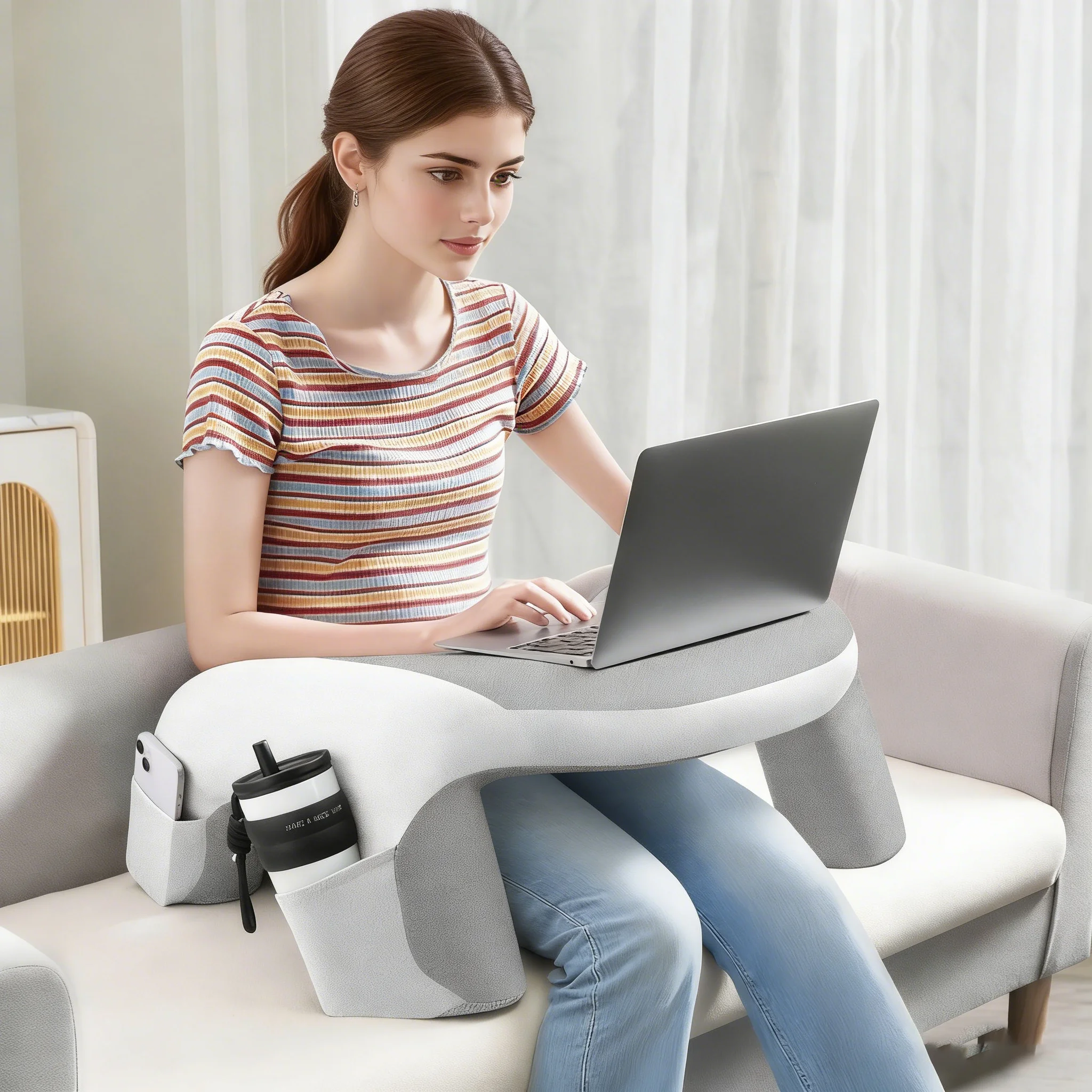 

Эргономичная подушка для чтения с карманами и подставкой для рук, для ноутбука, чтения, игр – подушка для дома и офиса