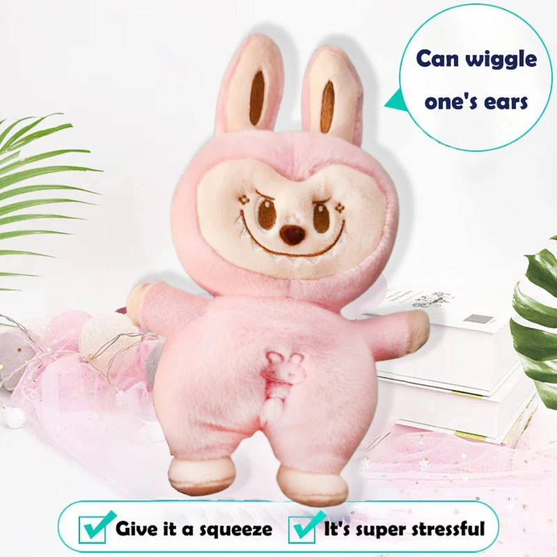 Labubu Plush Doll Breathing Light Child Soothes Toys Anime Cute Baby Soothing Music Light Sleep Toykid Christmas Birthday Gifts