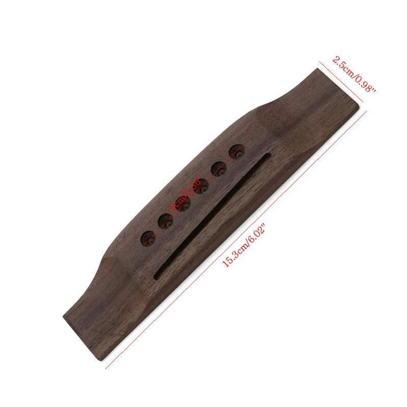 U2JB 1pc New 6 String Rosewood Saddle Thru Guitar Bridge For Acoustic Guitar Folk