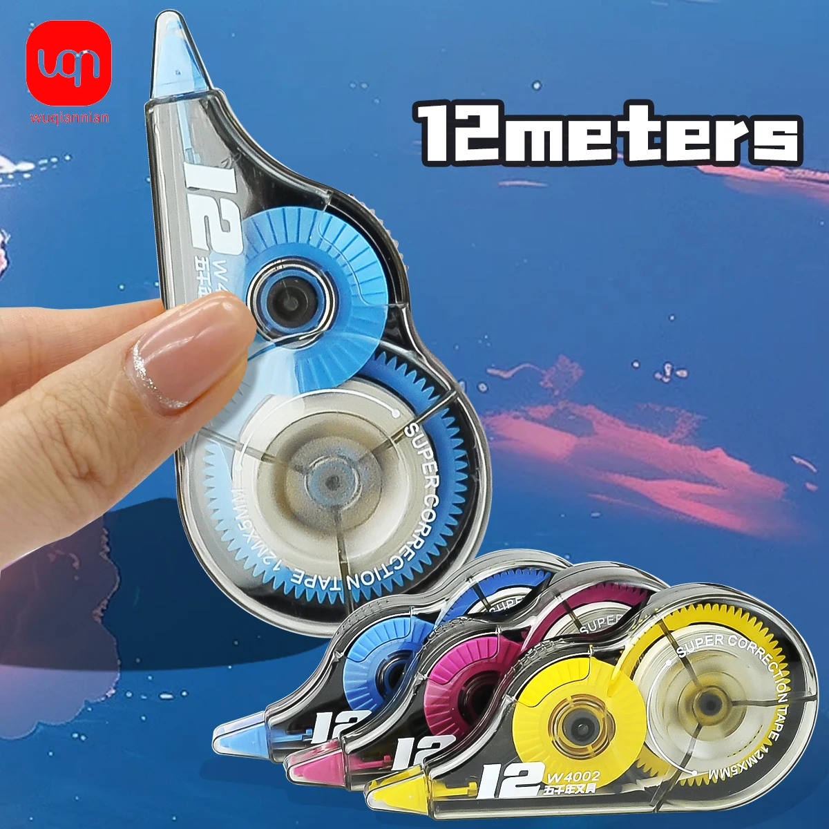 WQN 36mters Correction Tape Large Capacity White/Cream tape Stationery for Primary School 3pcs 12m*3pcs corrector Tape