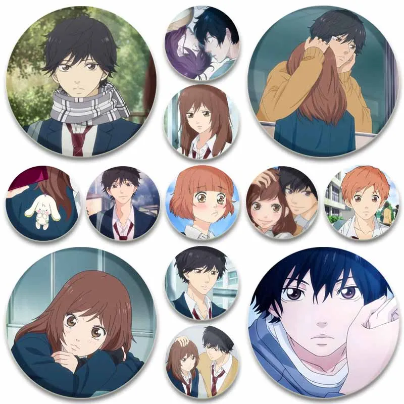 Anime Blue Spring Ride 32/44/58mm Simple Button Pins,Snap in Design Brooches,Daily Stylish Ornament Badge,Ideal Gift for Friends