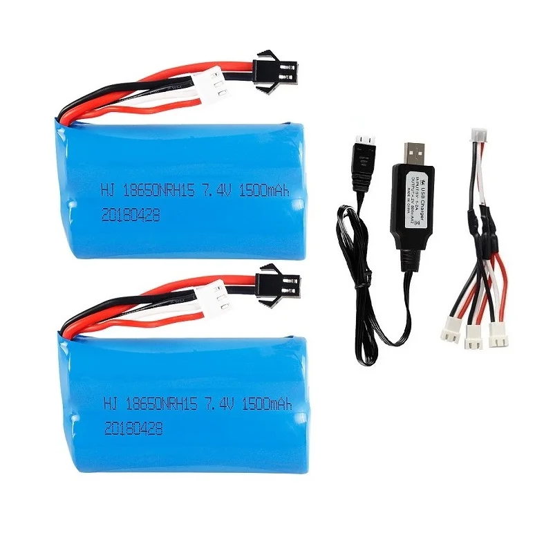 2S 7.4V 1500mAh li-ion 18650 Battery SM plug for S033g Q1 H101 18301 18302 18311 18312  R/C cars R/C  Boats R/C helicopter parts