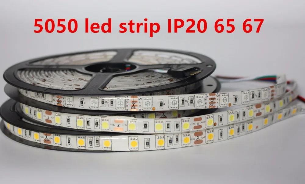 

LED Strip 5050 DC12V 60LEDs/m 5m/lot Flexible LED Light RGB 5050 LED Strip IP20 65 67 Waterproof and non waterproof