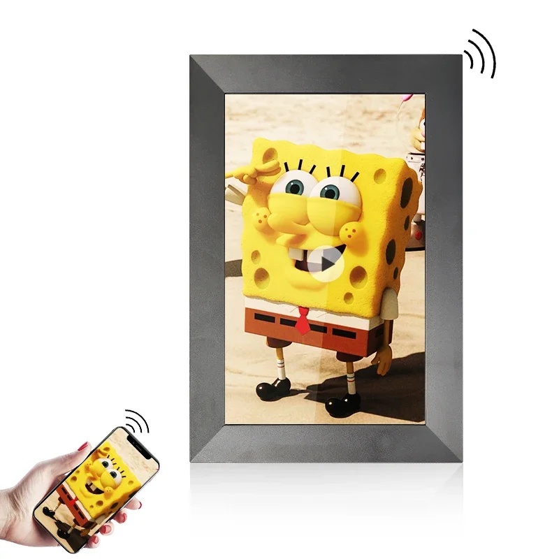 Wood Digital Picture Frame For Home Usingwin Bulk Good Design Video Lcd Advertising Digital Photoframe 10inch CE Plastic ABS