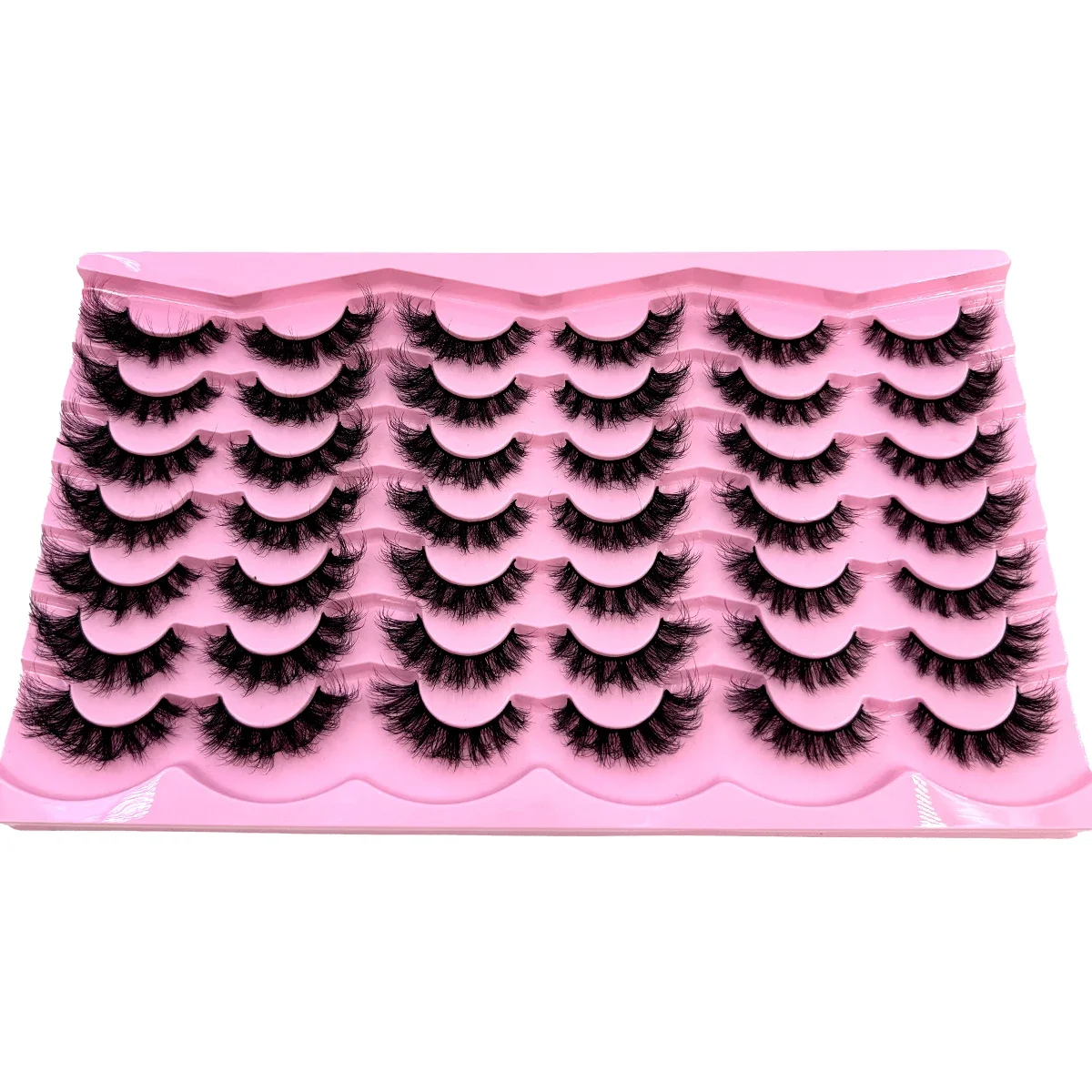 21 pairs 3D Mink Lashes Cat Eyelashes Fluffy Wispy Volume Lashes Natural Feathery Effect Lightweight Flexible Band Fake Lashes