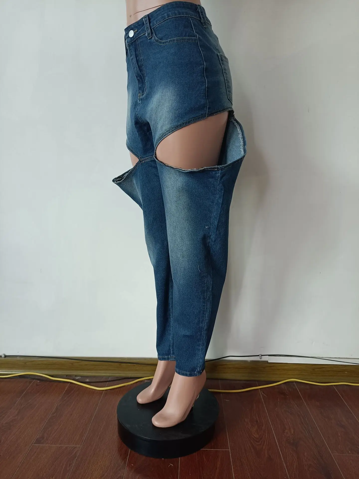 Jean Déchiré en Denim pour Femme, Streetwear, Y2K, Surintendant, Parachute, Baggy, Automne Hiver 2023