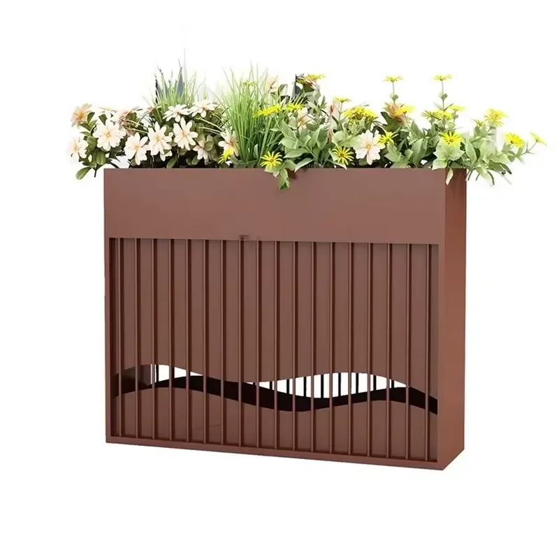Metal Flower Planter Box Customized Wholesale Round Rectangular Large Outdoor Plant Black Garden Pots Planters Decorative